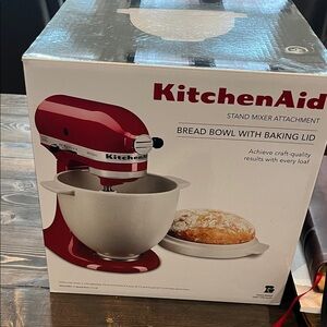 KitchenAid Red Stand Mixer with Bread Bowl Attachment